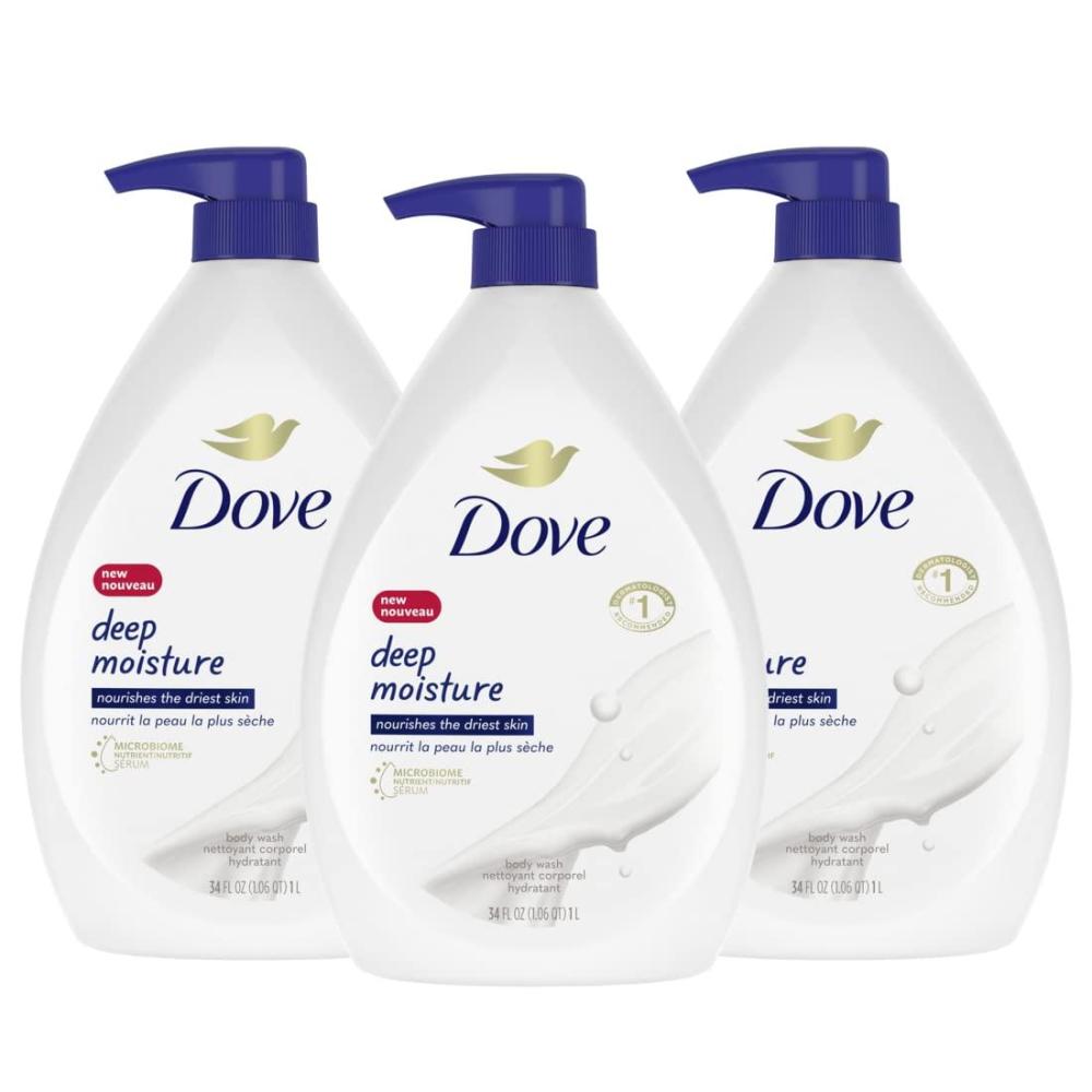 imageDove Body Wash with Pump with Skin Natural Nourishers for Instantly Soft Skin and Lasting Nourishment Deep Moisture Cleanser That Effectively Washes Away Bacteria While Nourishing Your Skin 34 oz 3 Count34 Fl Oz Pack of 3