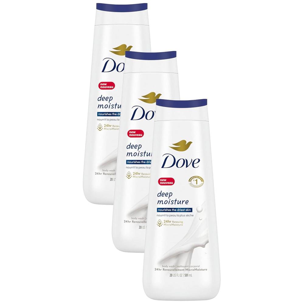 imageDove Body Wash with Pump with Skin Natural Nourishers for Instantly Soft Skin and Lasting Nourishment Deep Moisture Cleanser That Effectively Washes Away Bacteria While Nourishing Your Skin 34 oz 3 Count22 Fl Oz Pack of 3