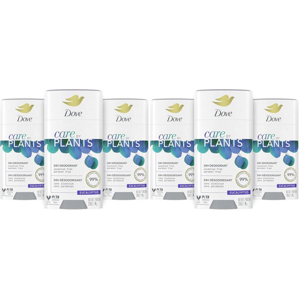 imageDove Care by Plants Deodorant Stick for underarm skin care and 24 hour deodorant protection Eucalyptus no aluminum deodorant 26 oz 3 Count26 Ounce Pack of 6