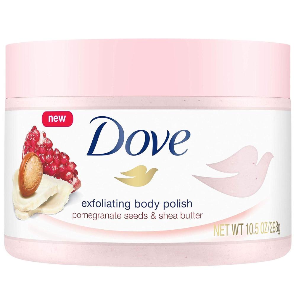 imageDove Exfoliating Body Polish Body Scrub Crushed Almond and Mango Butter 4 Count Exfoliating Scrub for Dry Skin Gently Exfoliates to Reveal Healthy Skin 105 ozPomegranate