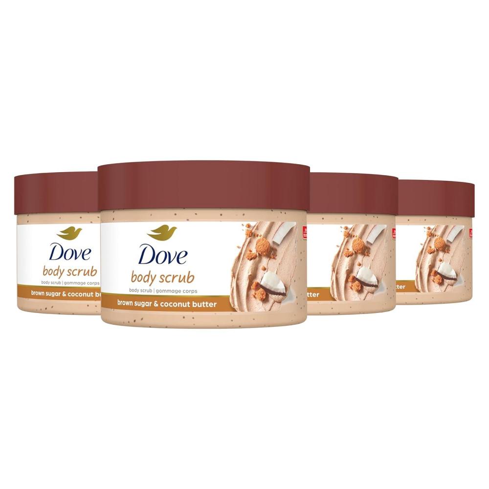 imageDove Exfoliating Body Polish Body Scrub Crushed Almond and Mango Butter 4 Count Exfoliating Scrub for Dry Skin Gently Exfoliates to Reveal Healthy Skin 105 ozBrown Sugar and Coconut Butter