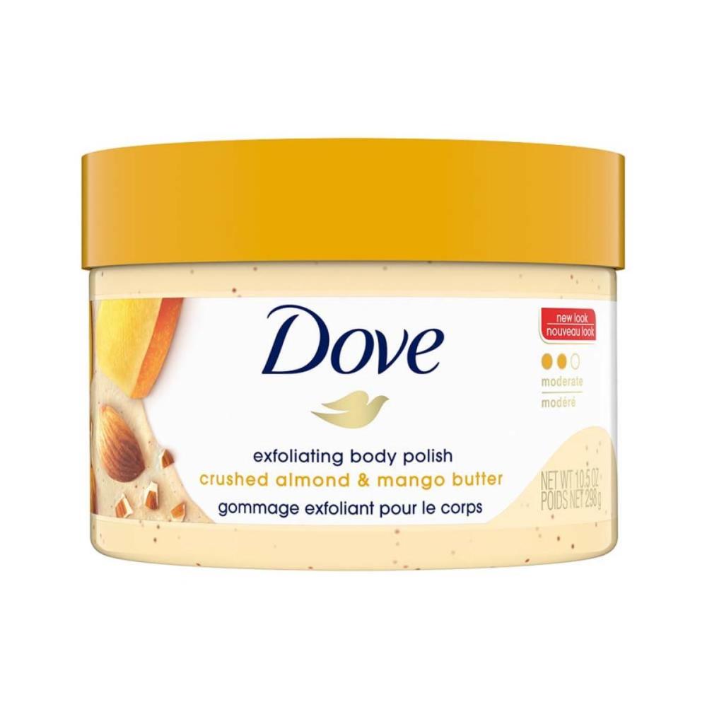 imageDove Exfoliating Body Polish Body Scrub Crushed Almond and Mango Butter 4 Count Exfoliating Scrub for Dry Skin Gently Exfoliates to Reveal Healthy Skin 105 ozMango Almond