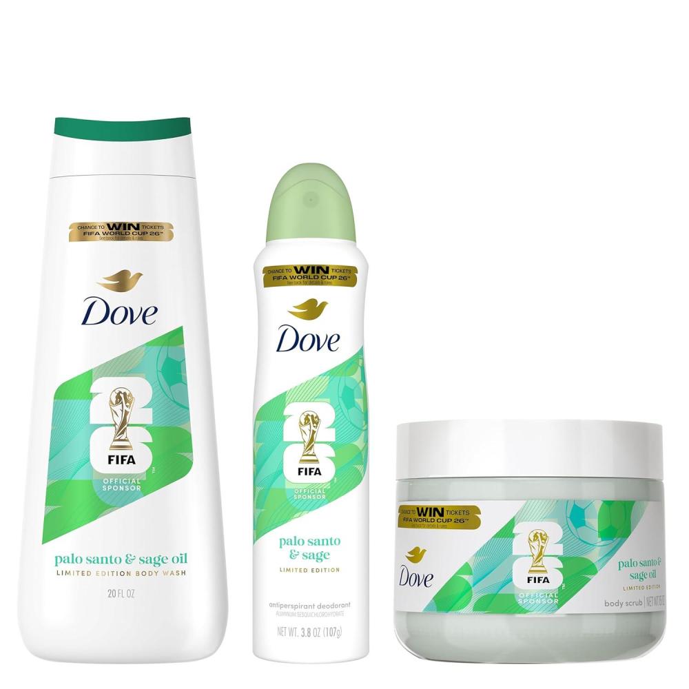 imageDove FIFA World Cup 2026 Limited Edition Hydrating Regimen 3Pack Palo Santo amp Sage Oil Body Wash 24Hour Nourishing MicroMoisture Vegan amp DermatologistRecommended