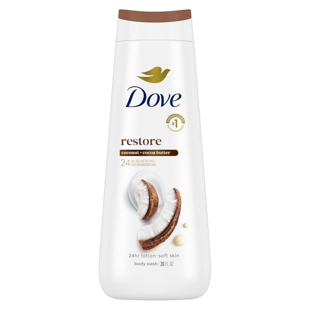 imageDove Purely Pampering Body Wash for Dry Skin Coconut Butter and Cocoa Butter Effectively Washes Away Bacteria While Nourishing Your Skin 22 oz 4 count20 Fl Oz Pack of 1