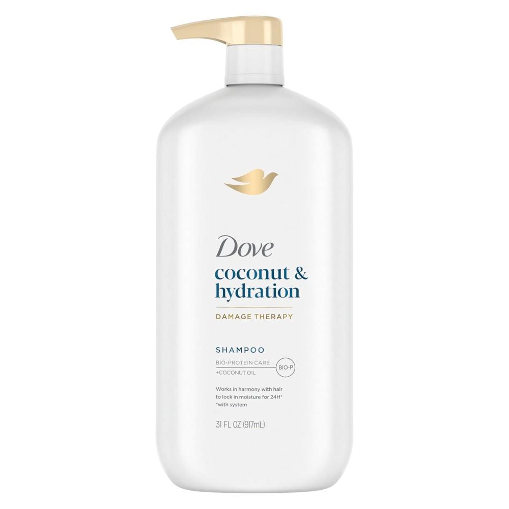 imageDove Shampoo Coconut amp Hydration Pack of 4 For Dry Hair Shampoo with Oil Blend of Coconut Jojoba amp Sweet Almond 31 oz
