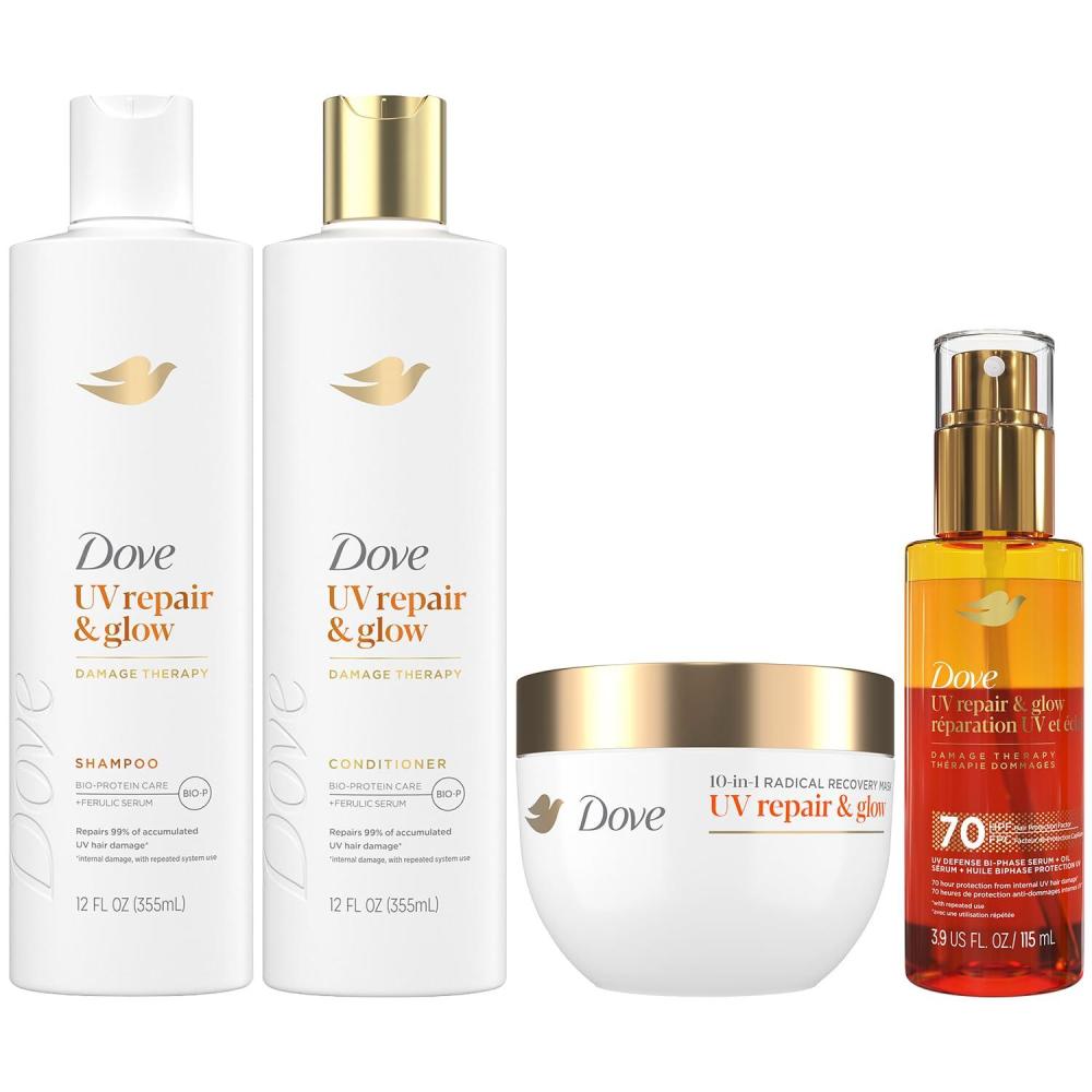 imageDove Shampoo Conditioner Recovery Mask Hair Serum Oil UV Repair amp Glow Damage Therapy Hair Products with Ferulic Serum and BioProtein Care