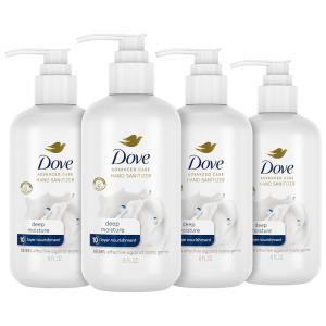 Dove Advanced Care Hand Sanitizer Deep Moisture Pack of 4 for Soft, Smooth Skin 99.99% Effective Against Many Germs, 8 oz