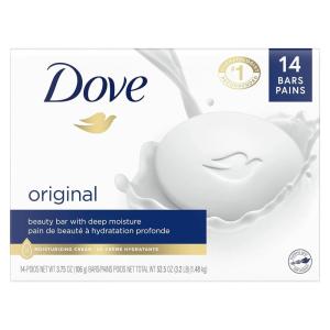 Dove Beauty Bar Soap Original, Pack of 36 for Soft, Smooth Skin, with 1/4 Moisturizing Cream 2.6 oz(3.75 Ounce (Pack of 14))