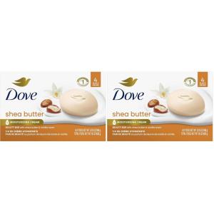 Dove Beauty Bar Soap Shea Butter 4 Count for Nourished, Radiant Skin, Enriches Skin 3.75 oz(1 Ounce (Pack of 8))