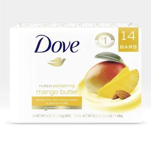 Dove Beauty Bar With Mango Butter 14 Bars To Moisturize Dry Skin More Moisturizing Than Bar Soap 3.75 oz(3.75 Ounce (Pack of 14))