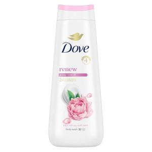 Dove Body Wash 100% Gentle Cleansers, Sulfate Free Peony and Rose Oil Effectively Washes Away Bacteria While Nourishing Your Skin, 22 Fl Oz (Pack of 4)(Peony and Rose Oil)