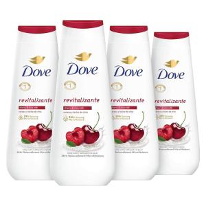 Dove Body Wash Anti-Stress Blue Chamomile & Oat Milk 4 Count for Renewed, Healthy-Looking Skin Moisturizing Gentle Skin Cleanser with 24hr Renewing MicroMoisture 20 oz(Cherry)