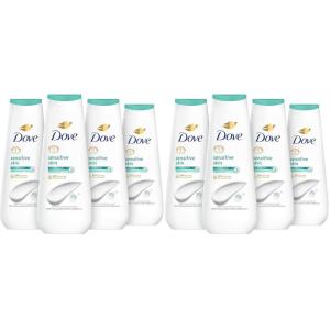 Dove Body Wash Sensitive Skin 4 Count Hypoallergenic, Paraben-Free, Sulfate-Free, Cruelty-Free, Moisturizing Skin Cleanser Effectively Washes Away Bacteria While Nourishing Skin 20 oz(20 Fl Oz (Pack of 8))