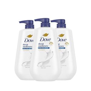 Dove Body Wash with Pump 3 Count Deep Moisture for 24hr Lotion-Soft Skin Moisture Moisturizing Skin Cleanser with No Sulfates No Parabens(30.6 Fl Oz (Pack of 3))