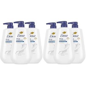 Dove Body Wash with Pump 3 Count Deep Moisture for 24hr Lotion-Soft Skin Moisture Moisturizing Skin Cleanser with No Sulfates No Parabens(30.6 Fl Oz (Pack of 6))