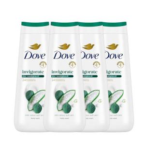 Dove Body Wash with Pump 4 Count Invigorate Aloe & Eucalyptus For 24hr Lotion-Soft Skin Moisturizing Skin Cleanser with No Sulfates No Parabens
