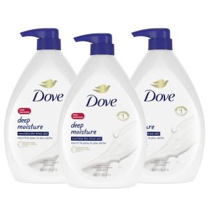 Dove Body Wash with Pump with Skin Natural Nourishers for Instantly Soft Skin and Lasting Nourishment Deep Moisture Cleanser That Effectively Washes Away Bacteria While Nourishing Your Skin 34 oz 3 Count(34 Fl Oz (Pack of 3))