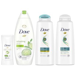 Dove Cool Moisture Regimen Pack – 2 Hair and 2 Skin Products for Soft Skin and Clean Hair(4 Piece Set)