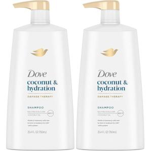 Dove Damage Therapy Shampoo 6-Pack, Coconut & Hydration, 24H Hydration for Revitalizing Dry, Damaged Hair, 12 Oz Ea(25.4 Fl Oz (Pack of 2))
