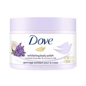 Dove Exfoliating Body Polish Body Scrub Crushed Almond and Mango Butter 4 Count Exfoliating Scrub for Dry Skin Gently Exfoliates to Reveal Healthy Skin 10.5 oz(Lavender Coconut Milk)