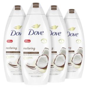 Dove Purely Pampering Body Wash for Dry Skin Coconut Butter and Cocoa Butter Effectively Washes Away Bacteria While Nourishing Your Skin 22 oz 4 count(22 Fl Oz (Pack of 4))