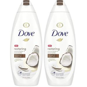 Dove Purely Pampering Body Wash for Dry Skin Coconut Butter and Cocoa Butter Effectively Washes Away Bacteria While Nourishing Your Skin 22 oz 4 count(22 Ounce (Pack of 2))