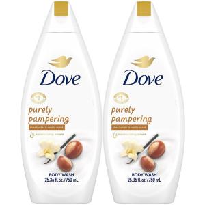 Dove Purely Pampering Body Wash for Dry Skin Shea Butter with Warm Vanilla Effectively Washes Away Bacteria While Nourishing Your Skin, 22 Fl Oz (Pack of 4)(Shea Butter and Warm Vanilla)