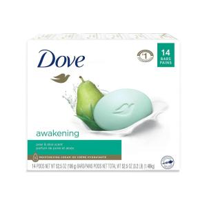 Dove go fresh Beauty Bar More Moisturizing Than Ordinary Bar Soap Rejuvenate Pear and Aloe Vera Scent 3.75 oz 14 Bars(3.75 Ounce (Pack of 14))