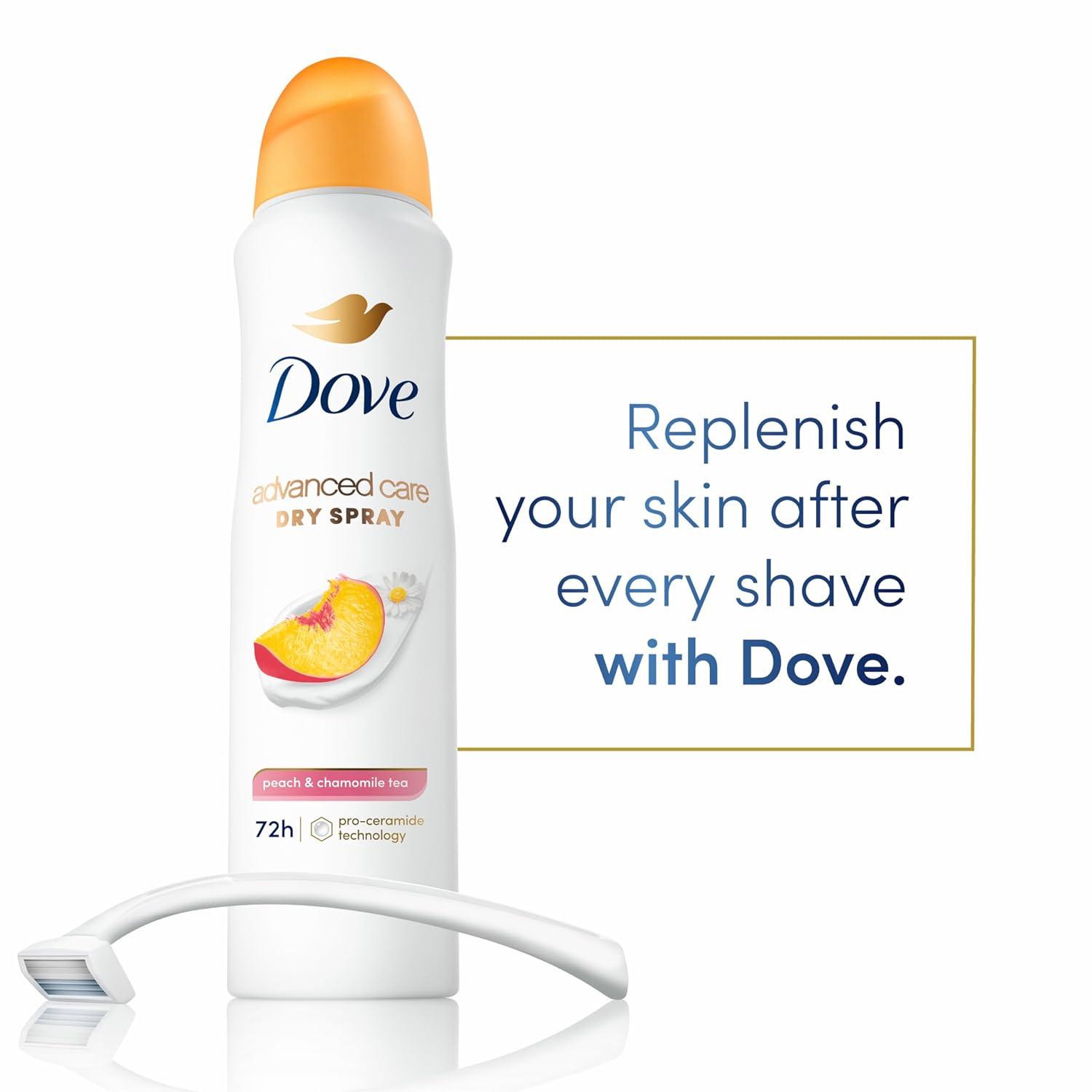 imageDove Advanced Care Antiperspirant Deodorant Dry Spray Peach amp Chamomile Tea 3ct underarm care boosts skins ceramide levels 72hour odor control ampallday sweat protection ProCeramide technology 38 oz