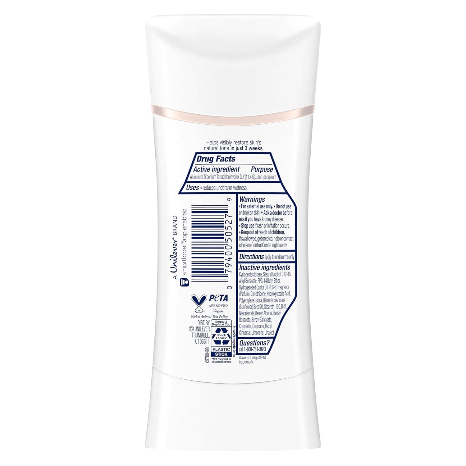 imageDove Antiperspirant Deodorant Stick Even Tone Shea Butter amp Vanilla Pack of 3 for 48h Odor and Sweat Protection amp Skin Restoration with Niacinamide amp Visible Results in 3 Weeks 26 oz