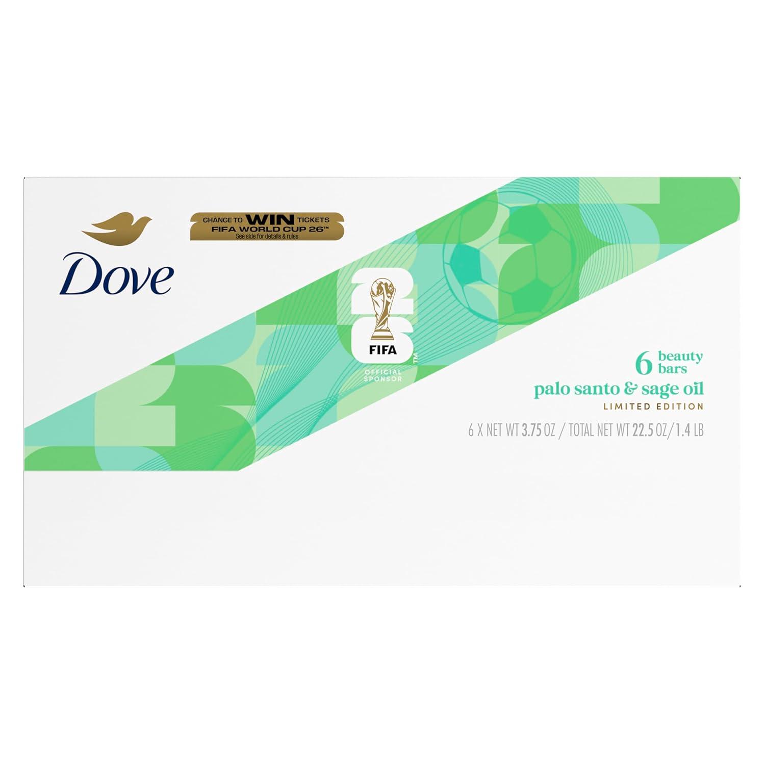imageDove Limited Edition FIFA Beauty Bar Soap Palo Santo amp Sage Oil Hydrating Cleanser For Soft Smooth Skin 375 oz Bars 6Count