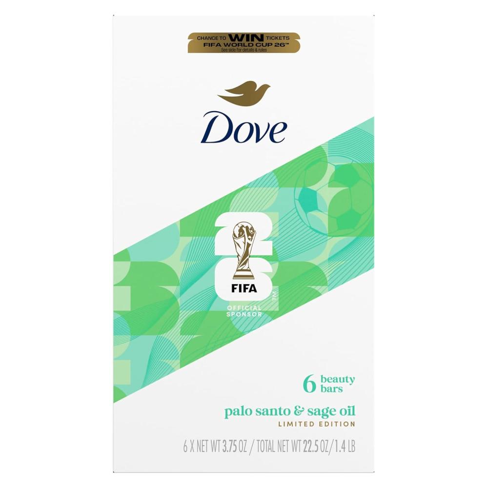 imageDove Limited Edition FIFA Beauty Bar Soap Palo Santo amp Sage Oil Hydrating Cleanser For Soft Smooth Skin 375 oz Bars 6Count