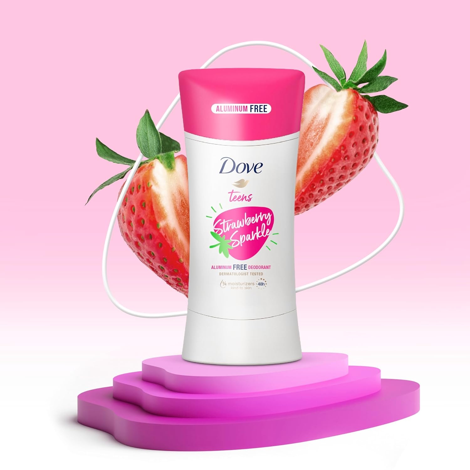 image:imageDove Teens Deodorant Stick Strawberry Sparkle for gentle underarm care 48hour odor protection and aluminum free deodorant 26 oz26 Ounce Pack of 1