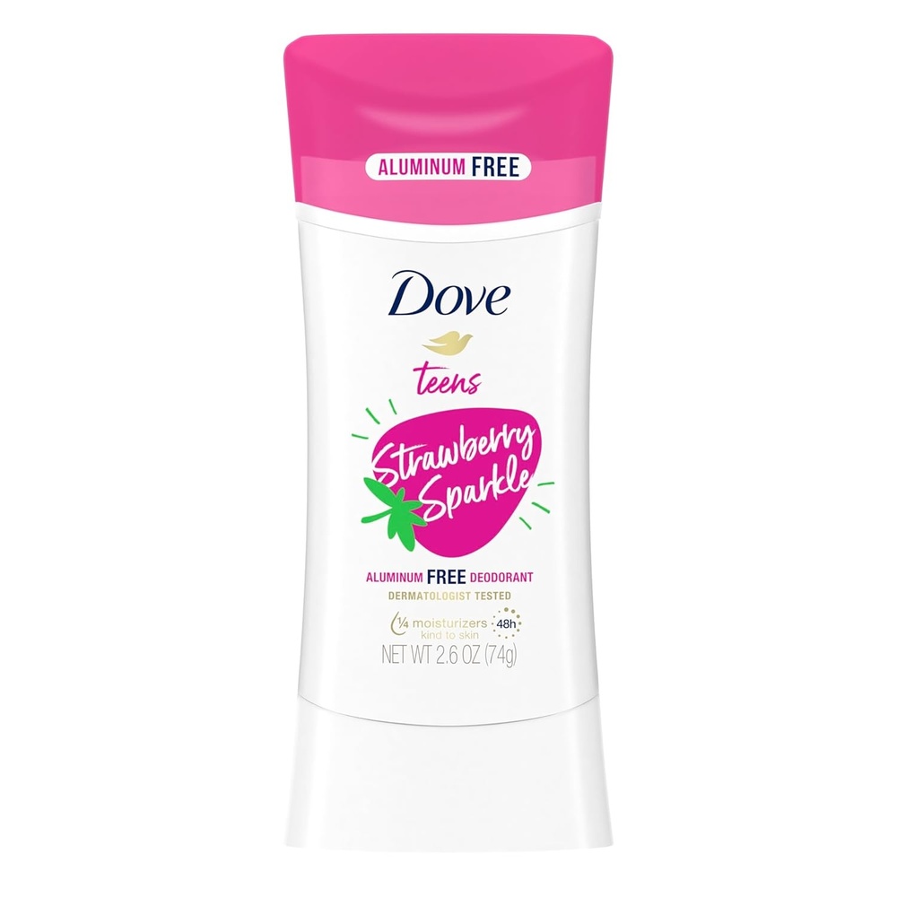 image:imageDove Teens Deodorant Stick Strawberry Sparkle for gentle underarm care 48hour odor protection and aluminum free deodorant 26 oz26 Ounce Pack of 1