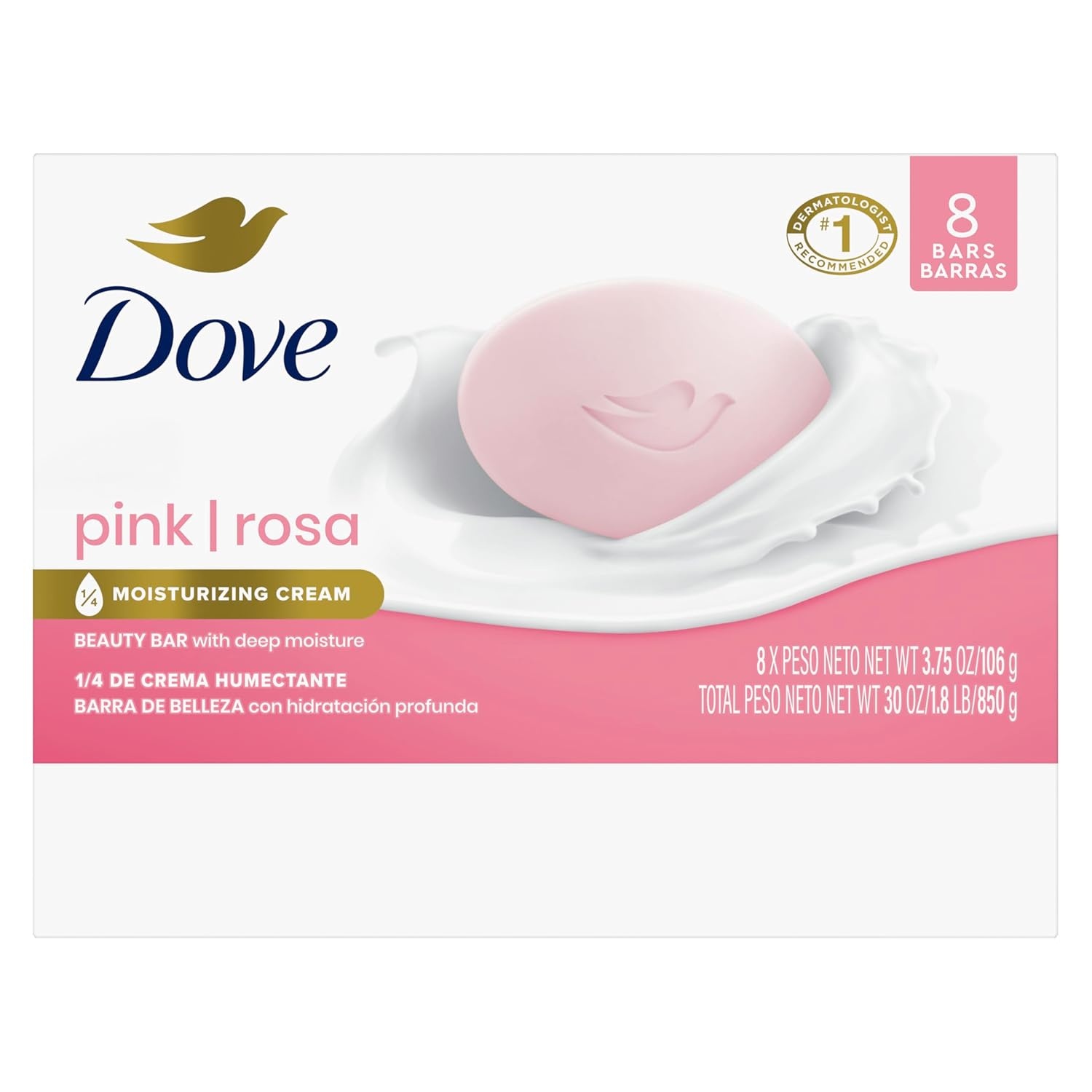 image:imageDove Beauty Bar Soap Pink Rosa 8 Bars for Soft Smooth Skin Cleans amp Moisturizes 375 oz375 Ounce Pack of 8