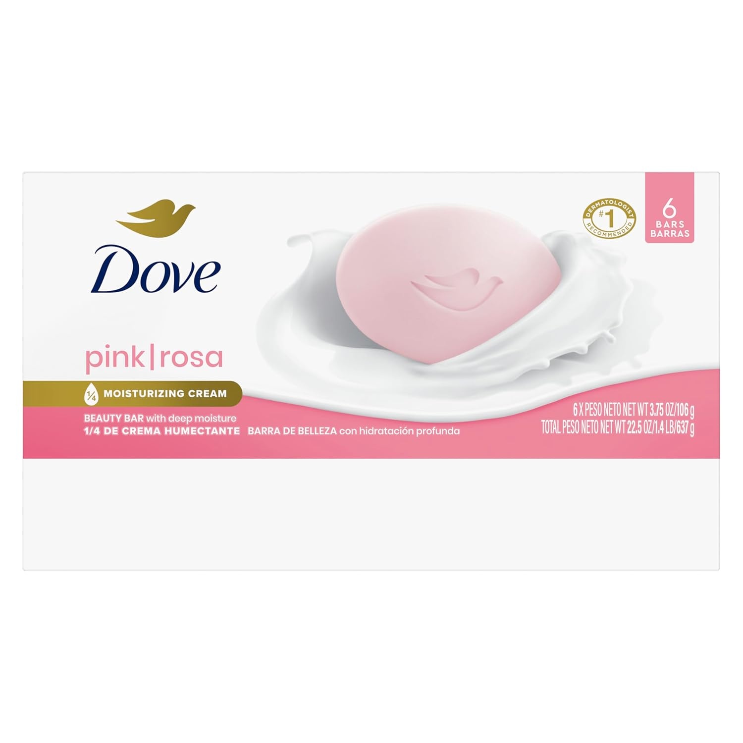 image:imageDove Beauty Bar Soap Pink Rosa 8 Bars for Soft Smooth Skin Cleans amp Moisturizes 375 oz6 Count Pack of 1