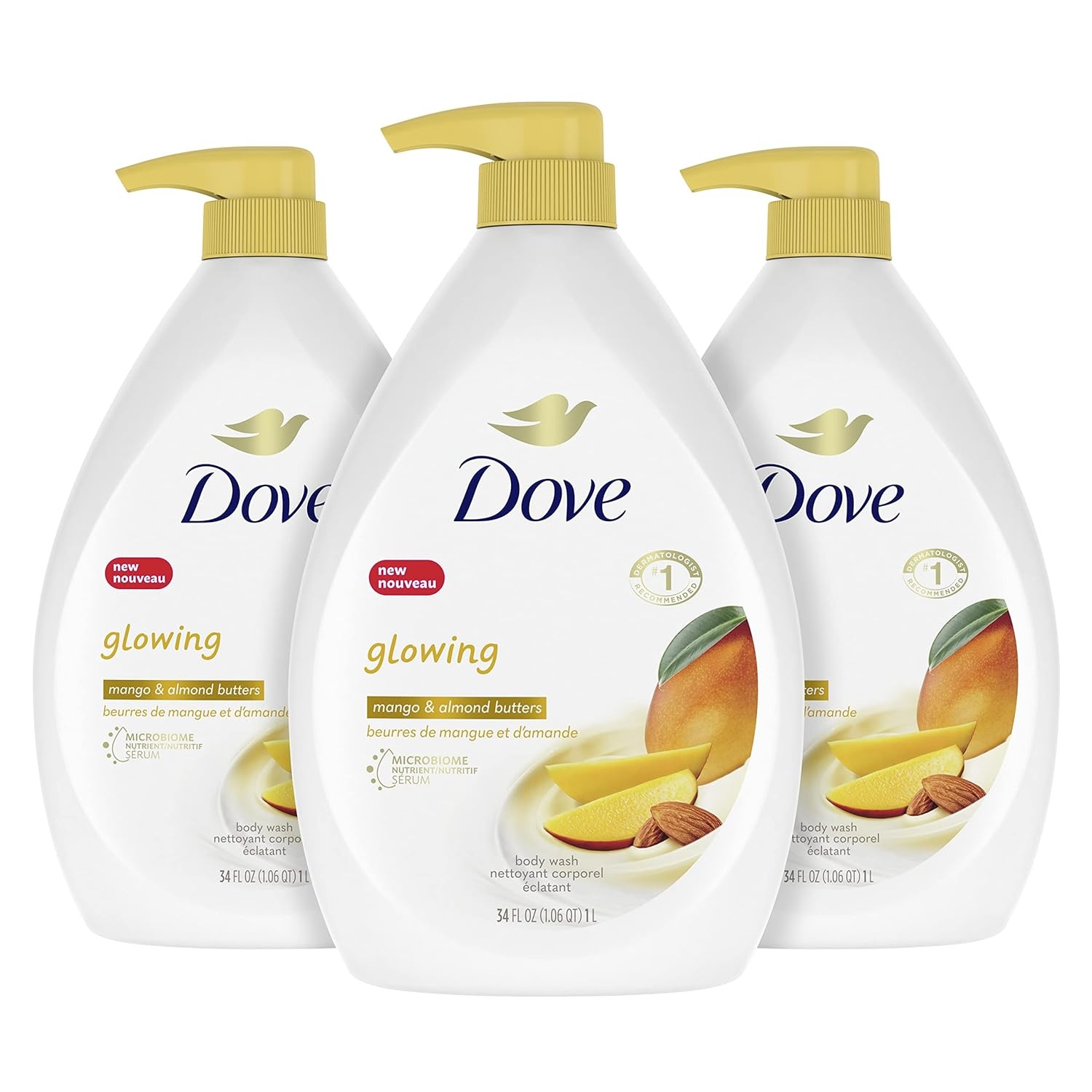 image:imageDove Body Wash with Pump 3 Count Glowing Mango amp Almond Butter for Renewed HealthyLooking Skin Gentle Skin Cleanser with 24hr Renewing MicroMoisture 306 ozMango and Almond Butter