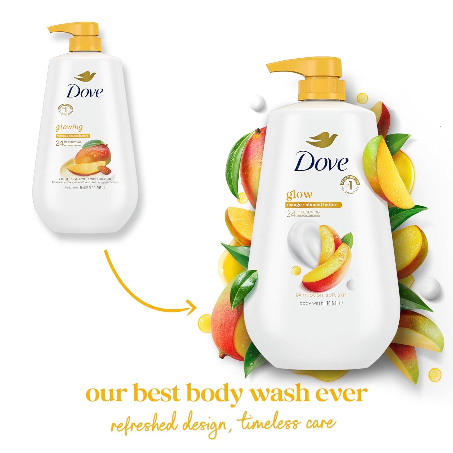 image:imageDove Body Wash with Pump 3 Count Glowing Mango amp Almond Butter for Renewed HealthyLooking Skin Gentle Skin Cleanser with 24hr Renewing MicroMoisture 306 ozMango and Almond Butter