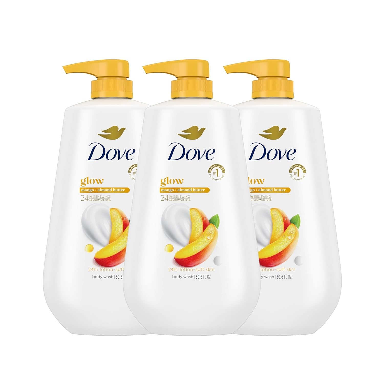 image:imageDove Body Wash with Pump 3 Count Glowing Mango amp Almond Butter for Renewed HealthyLooking Skin Gentle Skin Cleanser with 24hr Renewing MicroMoisture 306 ozMango and Almond Butter