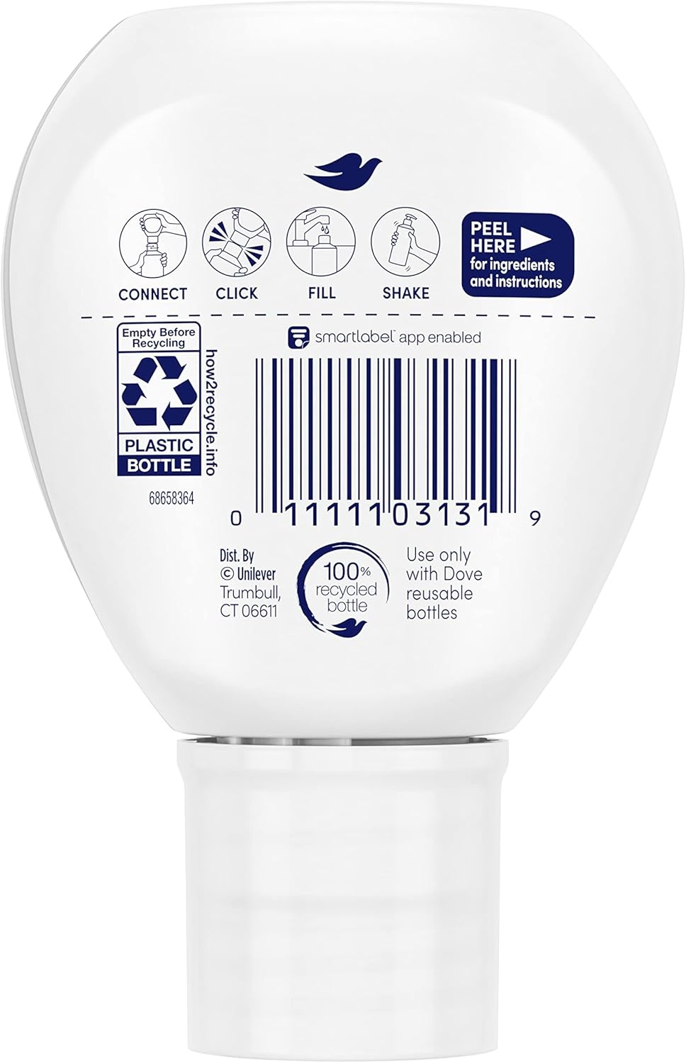 image:imageDove Concentrate Refill 4 Count for Instantly Soft Skin and Lasting Nourishment Daily Moisture Refill for use Reusable Bottle 4 fl oz makes 16 fl oz of Body WashUnscented