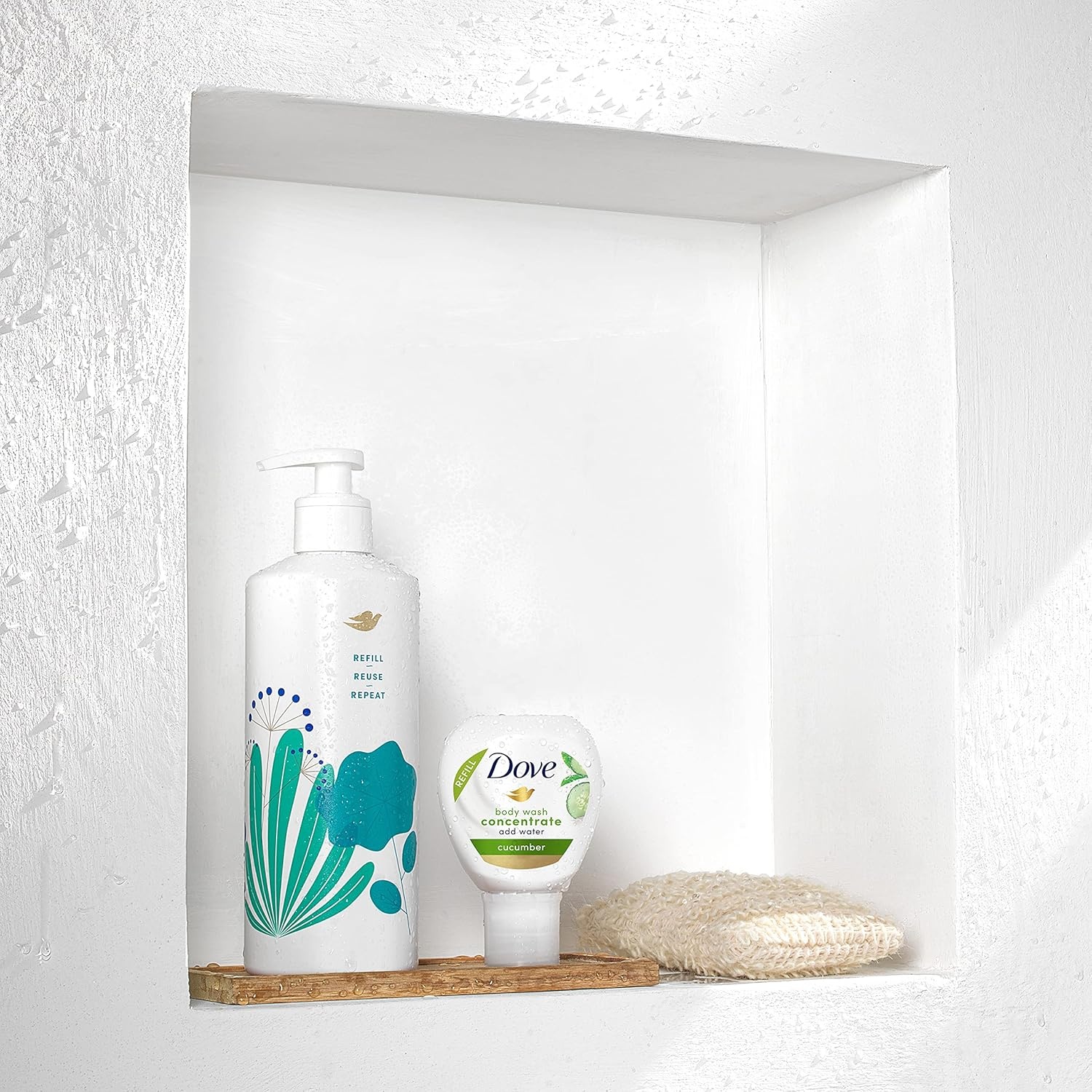 image:imageDove Concentrate Refill 4 Count for Instantly Soft Skin and Lasting Nourishment Daily Moisture Refill for use Reusable Bottle 4 fl oz makes 16 fl oz of Body WashCucumber