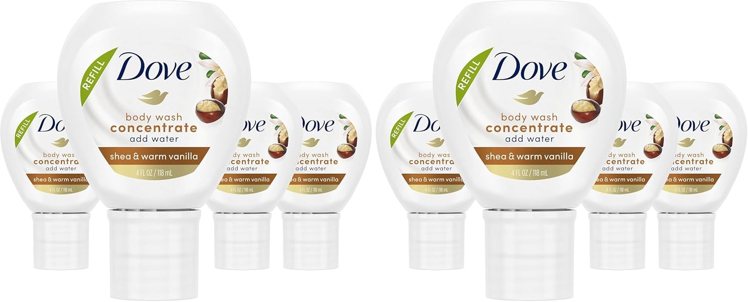 image:imageDove Concentrate Refill 4 Count for Instantly Soft Skin and Lasting Nourishment Daily Moisture Refill for use Reusable Bottle 4 fl oz makes 16 fl oz of Body WashShea Warm Vanilla
