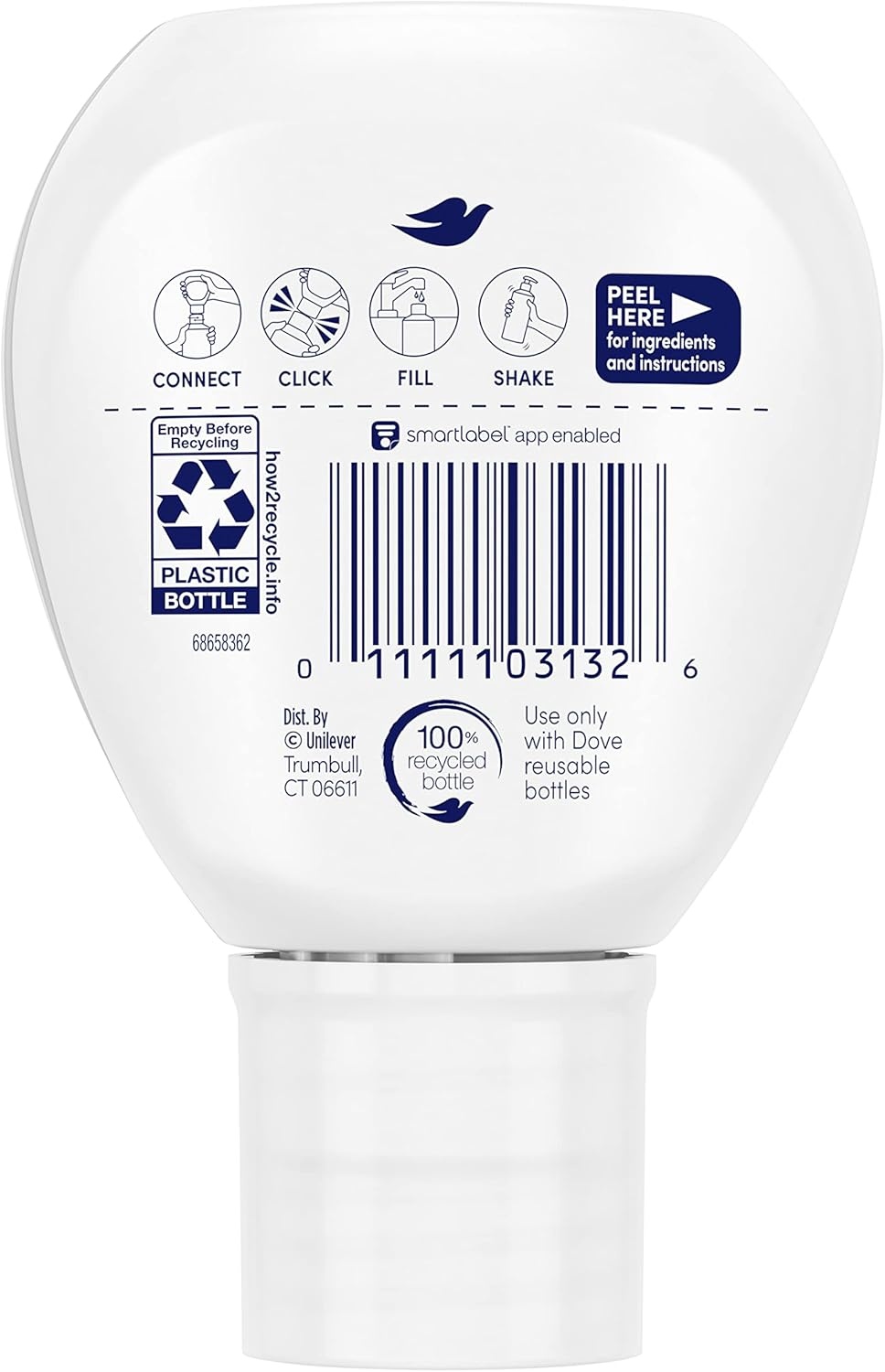 image:imageDove Concentrate Refill 4 Count for Instantly Soft Skin and Lasting Nourishment Daily Moisture Refill for use Reusable Bottle 4 fl oz makes 16 fl oz of Body WashCucumber