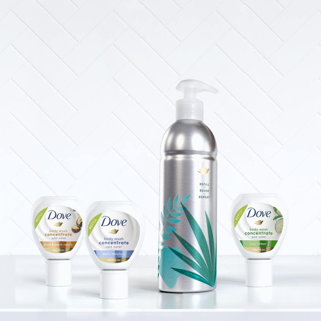 image:imageDove Concentrate Refill 4 Count for Instantly Soft Skin and Lasting Nourishment Daily Moisture Refill for use Reusable Bottle 4 fl oz makes 16 fl oz of Body WashShea Warm Vanilla