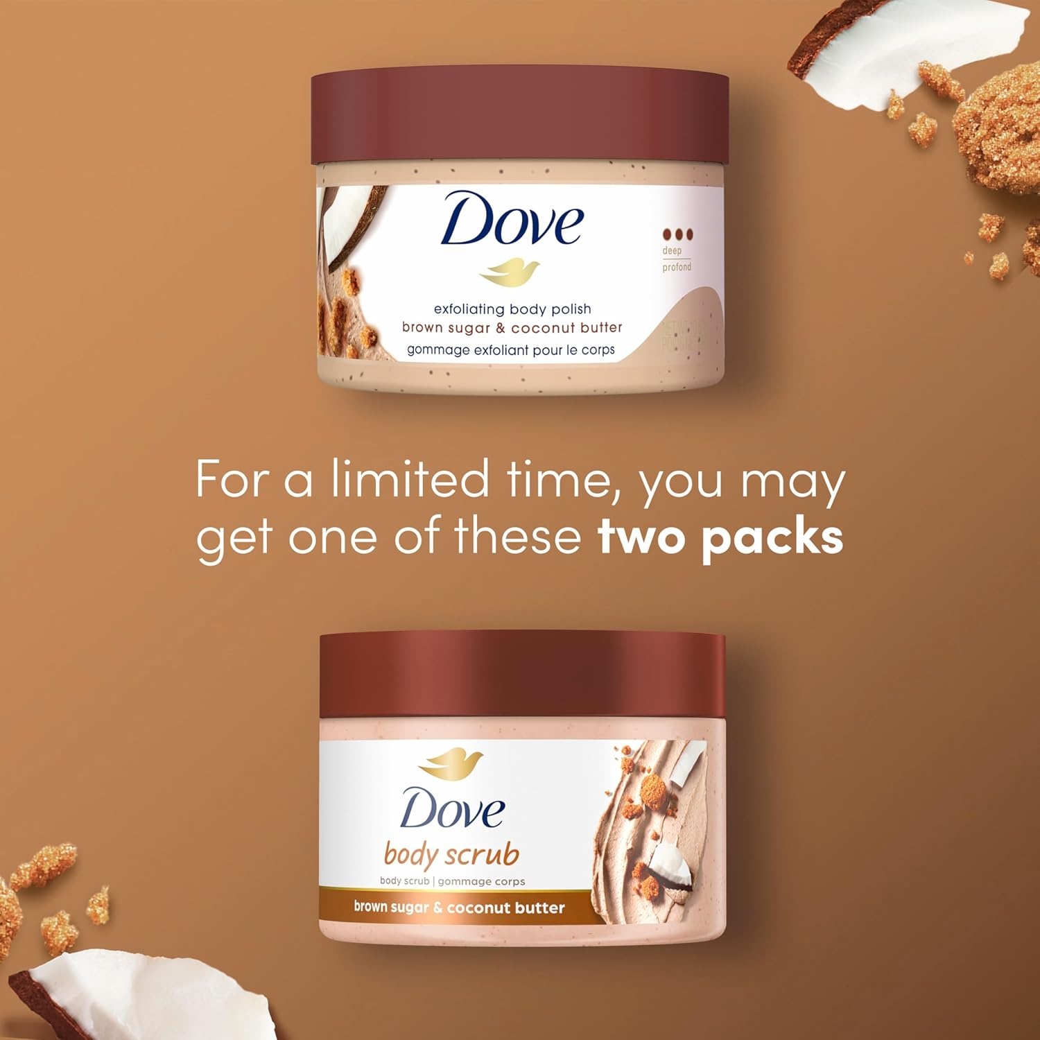 image:imageDove Scrub Brown Sugar amp Coconut Butter For Silky Smooth Skin Body Scrub Exfoliates amp Restores Skins Natural Nutrients 105 ozCoconut Butter
