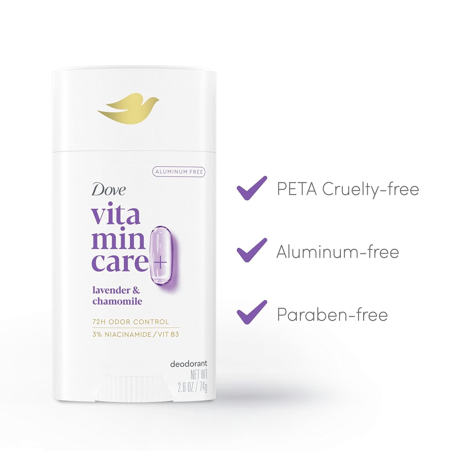 image:imageDove VitaminCare Aluminum Free Deodorant Stick for 72H Odor Protection Lavender amp Chamomile Breathable Deodorant for Women 26 ozLavender Chamomile