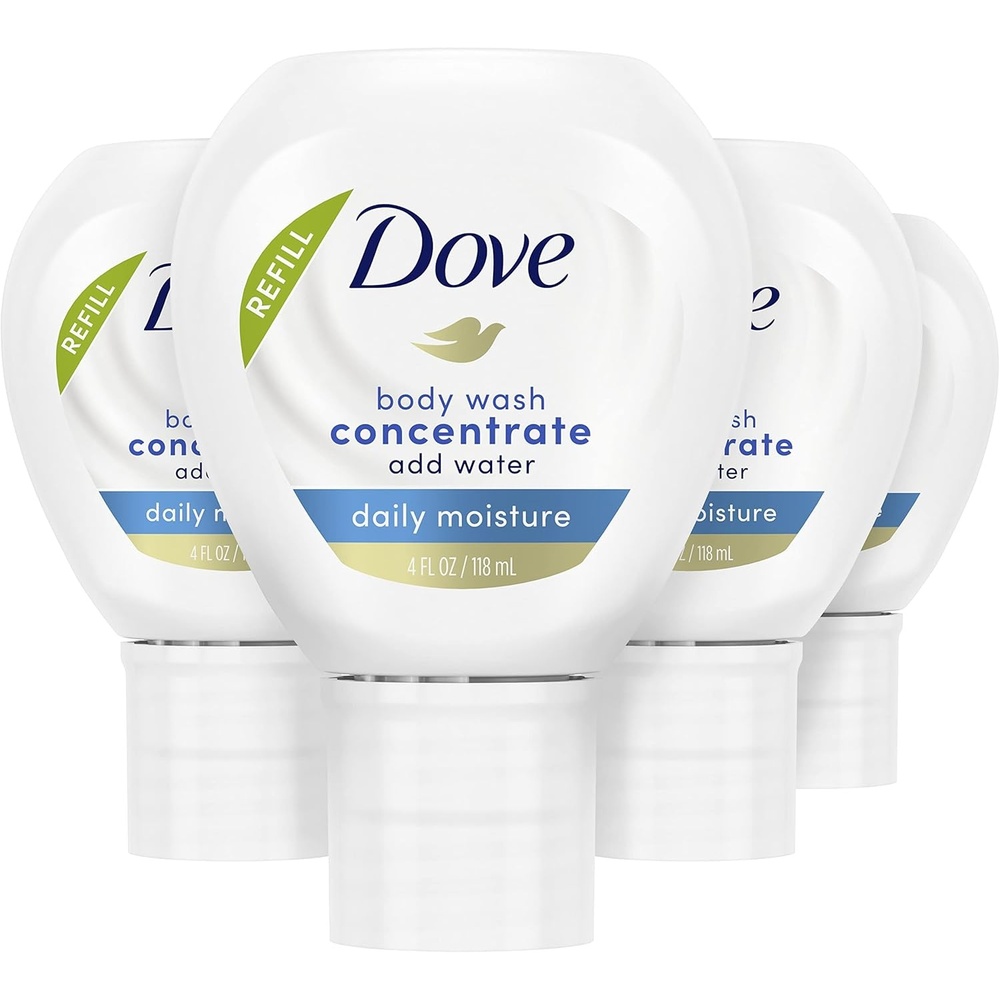 image:imageDove Concentrate Refill 4 Count for Instantly Soft Skin and Lasting Nourishment Daily Moisture Refill for use Reusable Bottle 4 fl oz makes 16 fl oz of Body WashDaily Moisture