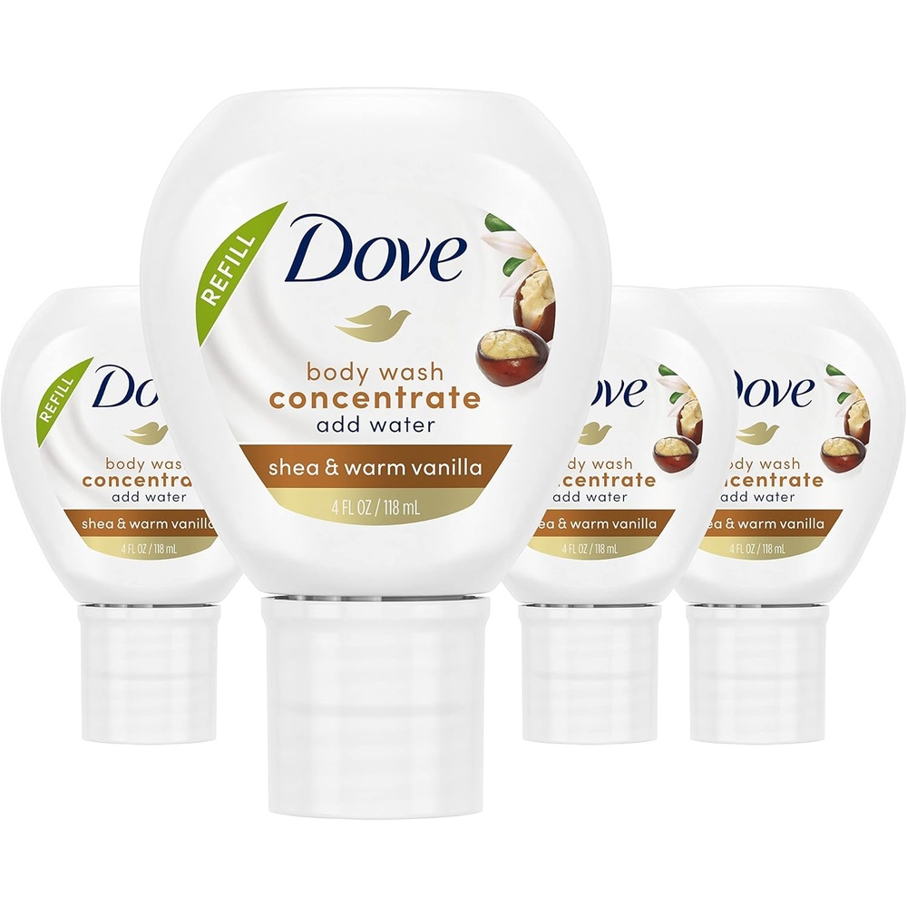 image:imageDove Concentrate Refill 4 Count for Instantly Soft Skin and Lasting Nourishment Daily Moisture Refill for use Reusable Bottle 4 fl oz makes 16 fl oz of Body WashShea Warm Vanilla