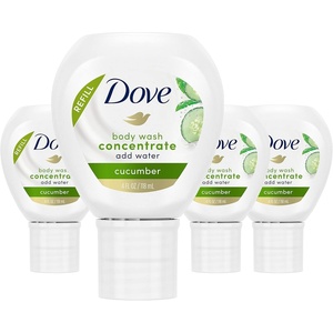 Dove Concentrate Refill 4 Count for Instantly Soft Skin and Lasting Nourishment Daily Moisture Refill for use Reusable Bottle 4 fl oz (makes 16 fl oz of Body Wash)(Cucumber)