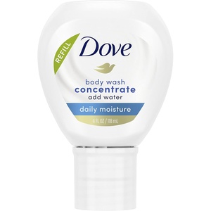 Dove Concentrate Refill 4 Count for Instantly Soft Skin and Lasting Nourishment Daily Moisture Refill for use Reusable Bottle 4 fl oz (makes 16 fl oz of Body Wash)(Unscented)